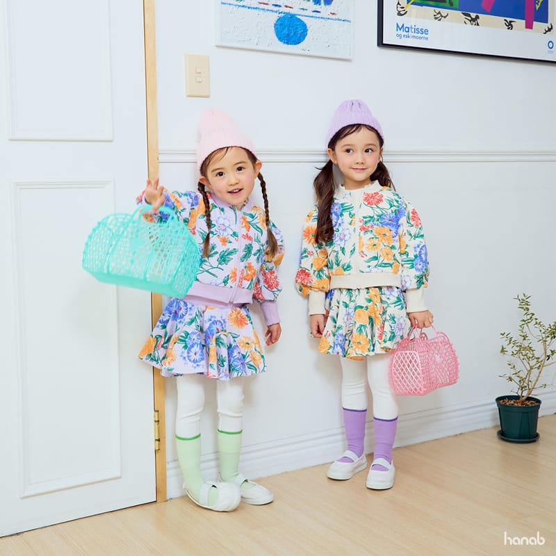 Hanab - Korean Children Fashion - #designkidswear - Floral Zip-up Top Bottom Set - 3