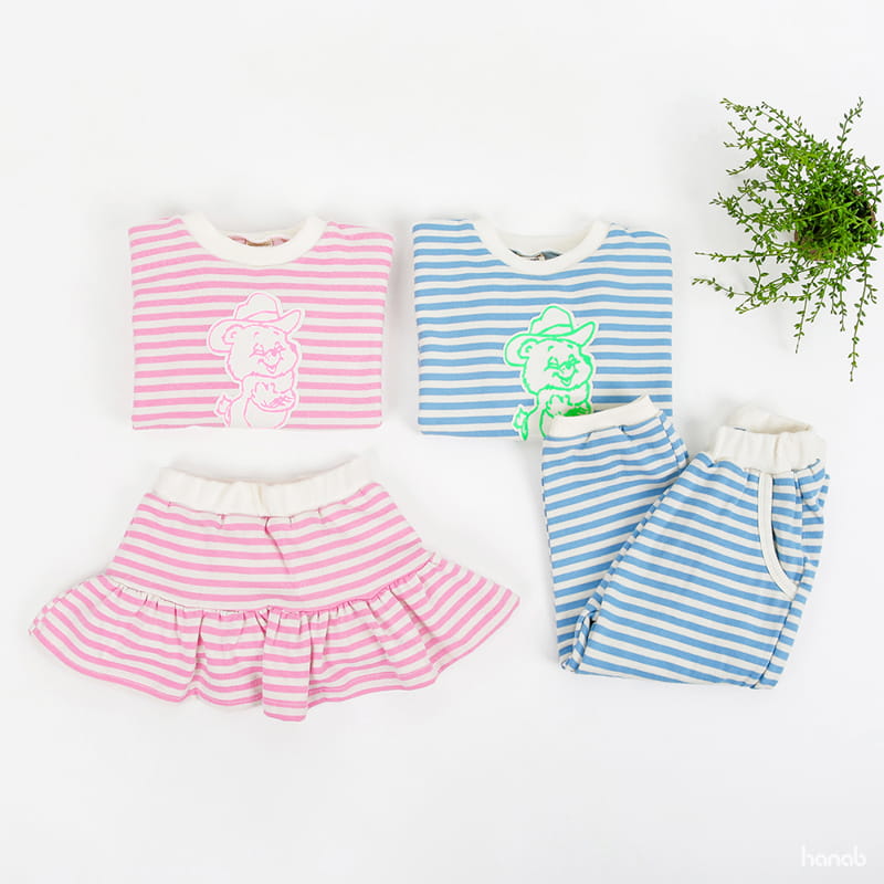Hanab - Korean Children Fashion - #designkidswear - Bear Stripes Top Bottom Set