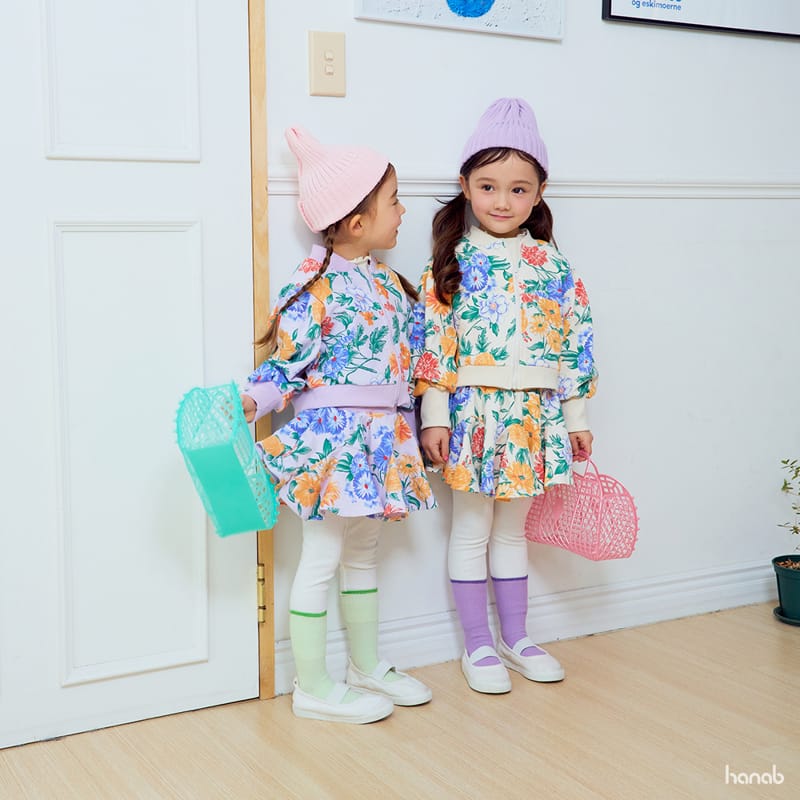 Hanab - Korean Children Fashion - #fashionkids - Floral Zip-up Top Bottom Set - 5
