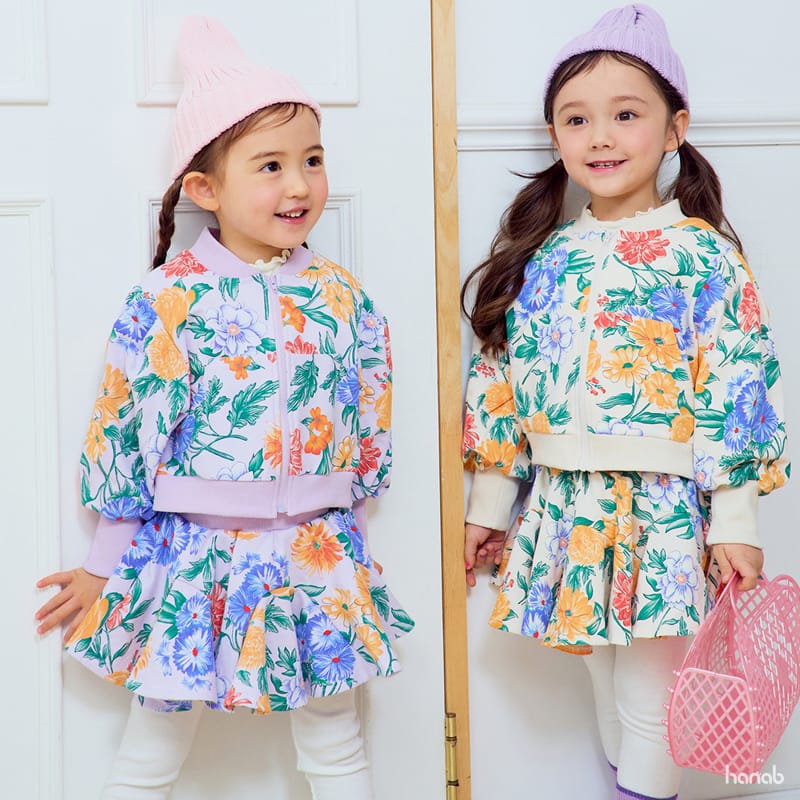 Hanab - Korean Children Fashion - #kidsshorts - Floral Zip-up Top Bottom Set - 6