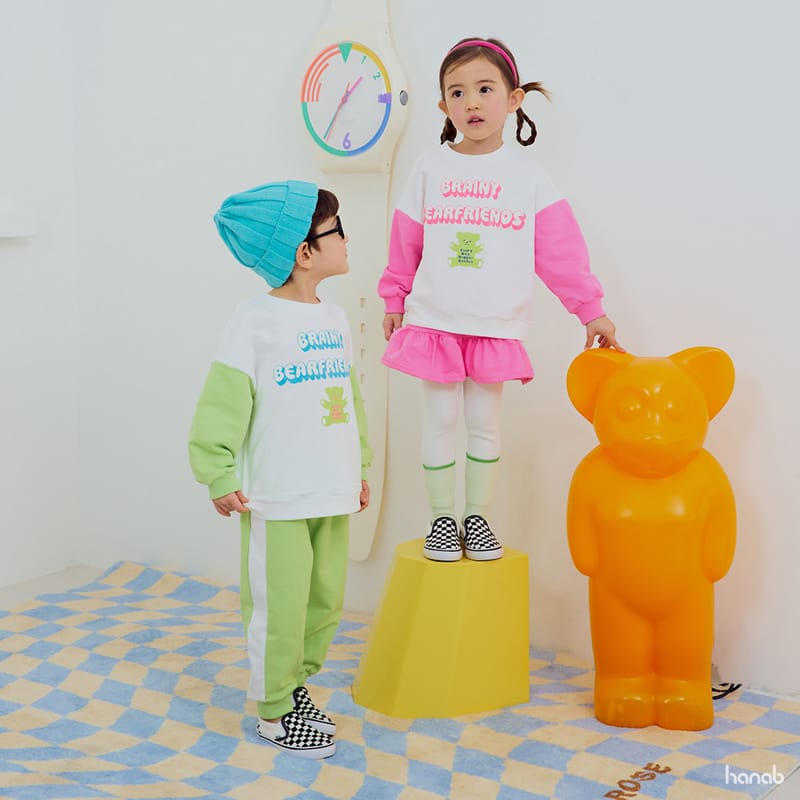 Hanab - Korean Children Fashion - #kidzfashiontrend - Bear Friends Top Bottom Set - 7