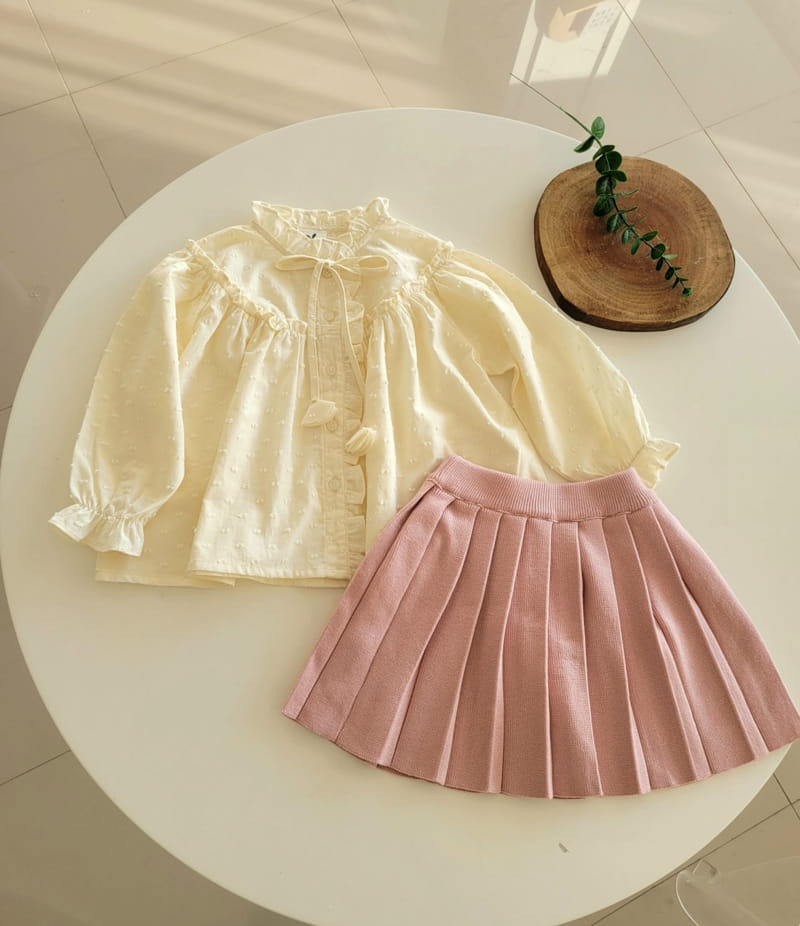 Hanacoco - Korean Children Fashion - #designkidswear - Knit Wrinkle Skirt - 3