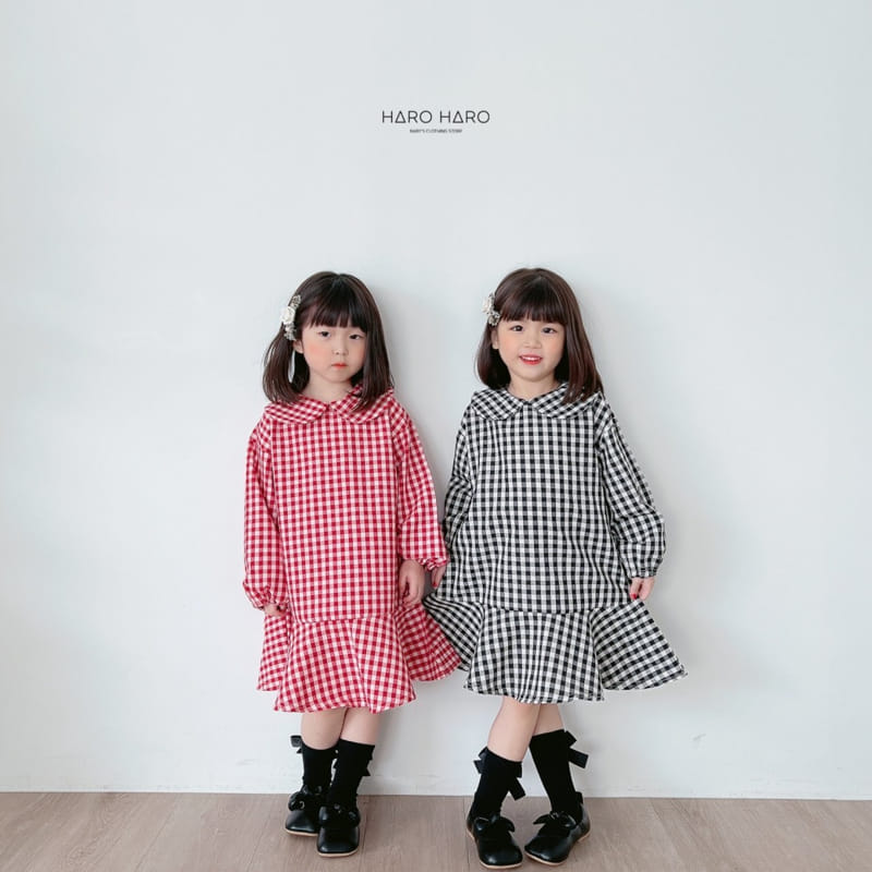 Haro Haro - Korean Children Fashion - #childofig - Check Collar One-piece - 5
