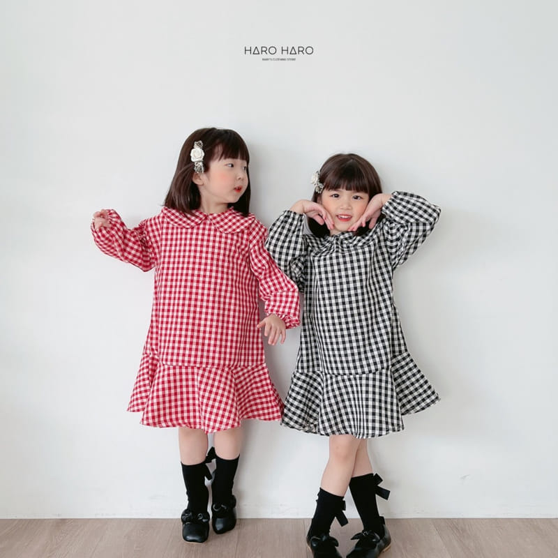 Haro Haro - Korean Children Fashion - #designkidswear - Check Collar One-piece - 7