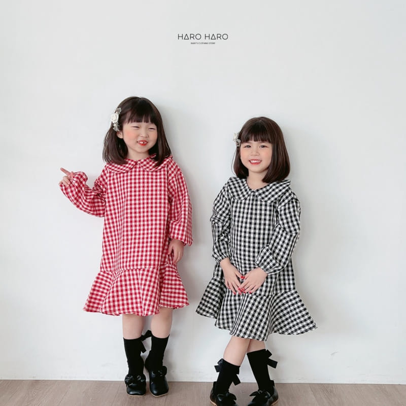Haro Haro - Korean Children Fashion - #discoveringself - Check Collar One-piece - 8