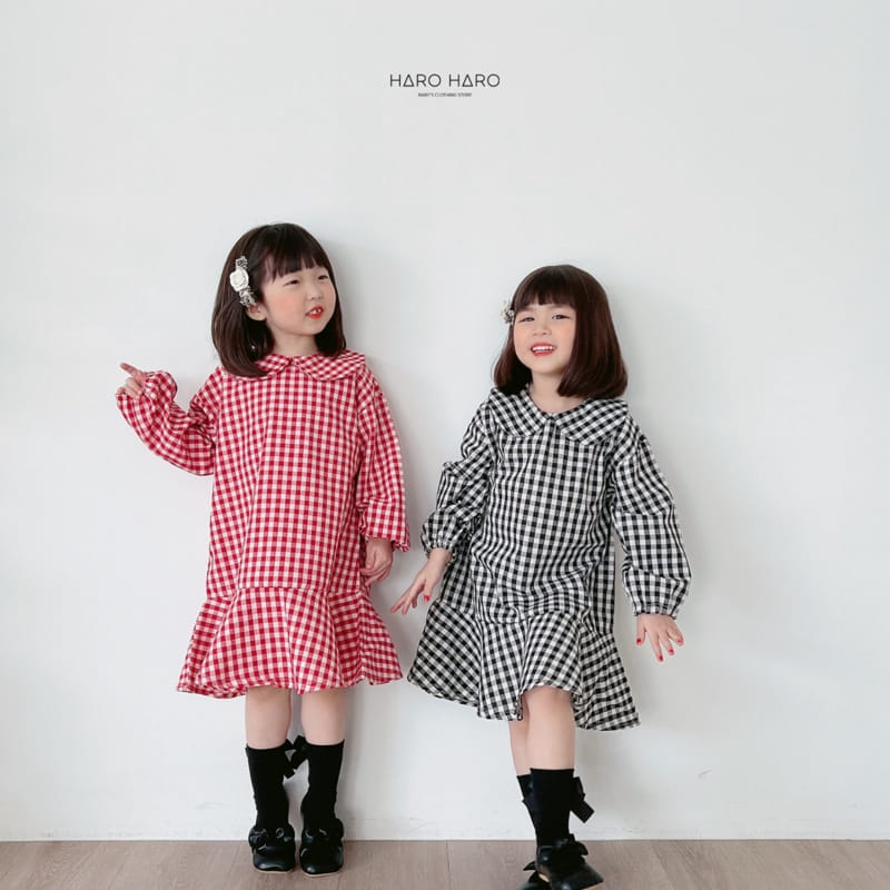 Haro Haro - Korean Children Fashion - #fashionkids - Check Collar One-piece - 9