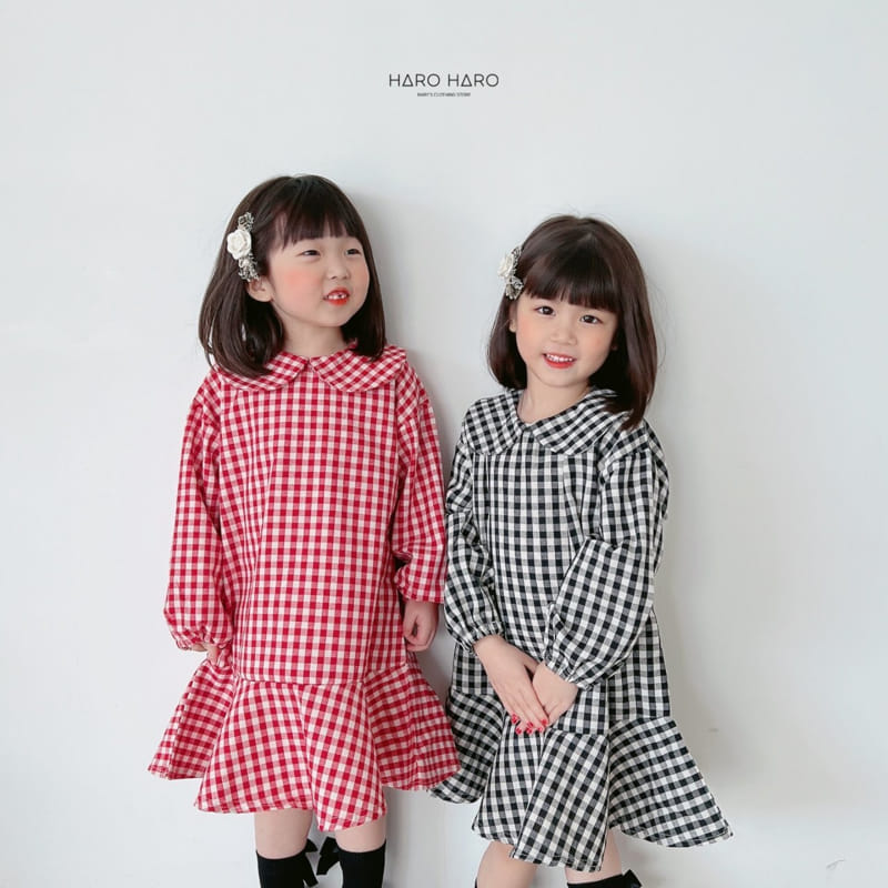 Haro Haro - Korean Children Fashion - #kidsshorts - Check Collar One-piece - 10