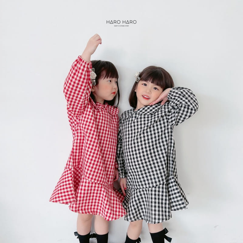 Haro Haro - Korean Children Fashion - #kidsstore - Check Collar One-piece - 11
