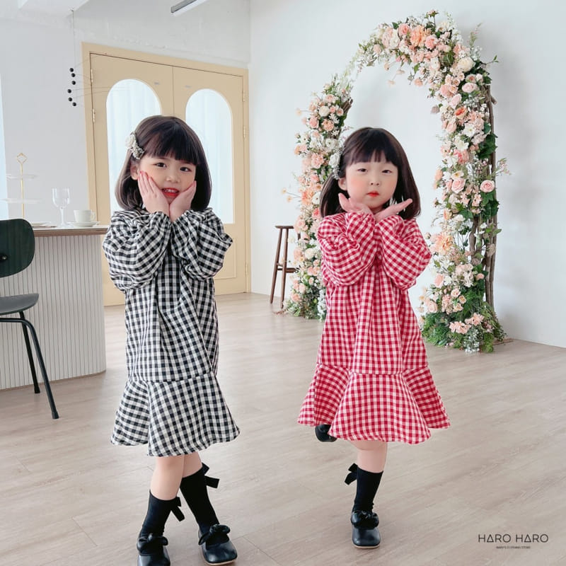 Haro Haro - Korean Children Fashion - #prettylittlegirls - Check Collar One-piece