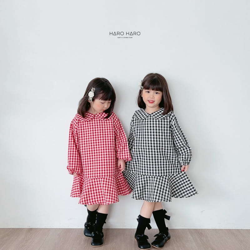 Haro Haro - Korean Children Fashion - #toddlerclothing - Check Collar One-piece - 4