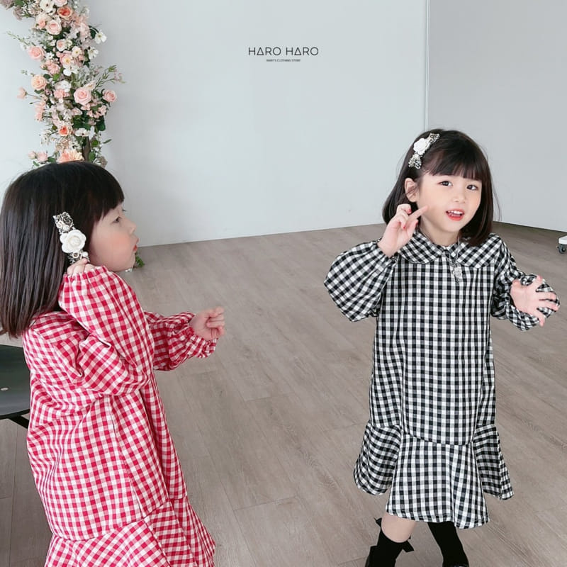Haro Haro - Korean Children Fashion - #toddlerclothing - Check Collar One-piece - 3