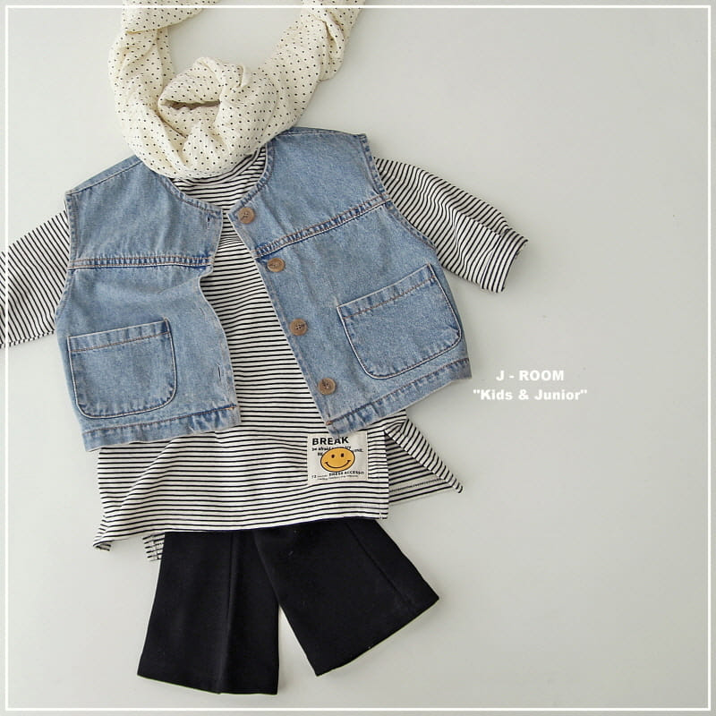 J-Room - Korean Children Fashion - #childrensboutique - Drop Denim Vest - 5