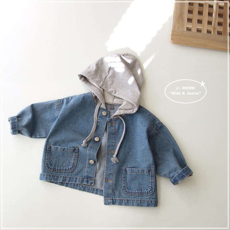 J-Room - Korean Children Fashion - #minifashionista - Hoody Denim Jacket - 3