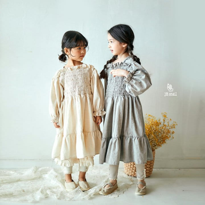 JM Snail - Korean Children Fashion - #childofig - Smog Shirring One-piece - 2