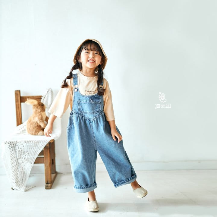 JM Snail - Korean Children Fashion - #designkidswear - Denim Pocket Dungarees Pants - 5