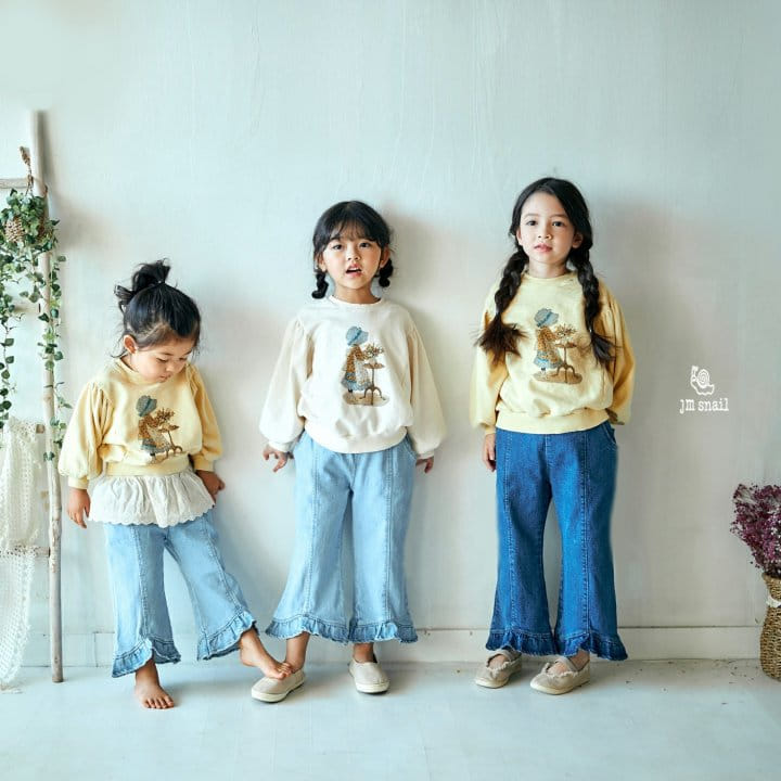 JM Snail - Korean Children Fashion - #childrensboutique - Denim Span Frill Pants - 4