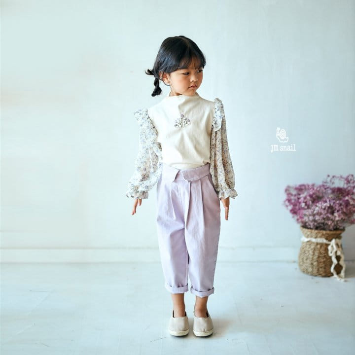 JM Snail - Korean Children Fashion - #fashionkids - Shiffon Flower Color Embroidery Tee - 3