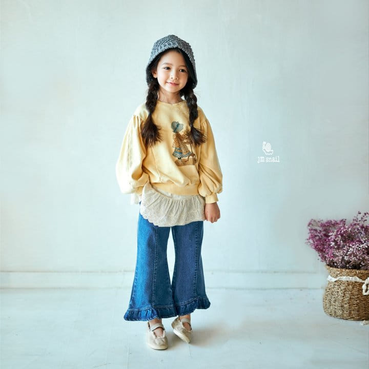 JM Snail - Korean Children Fashion - #fashionkids - Denim Span Frill Pants - 6