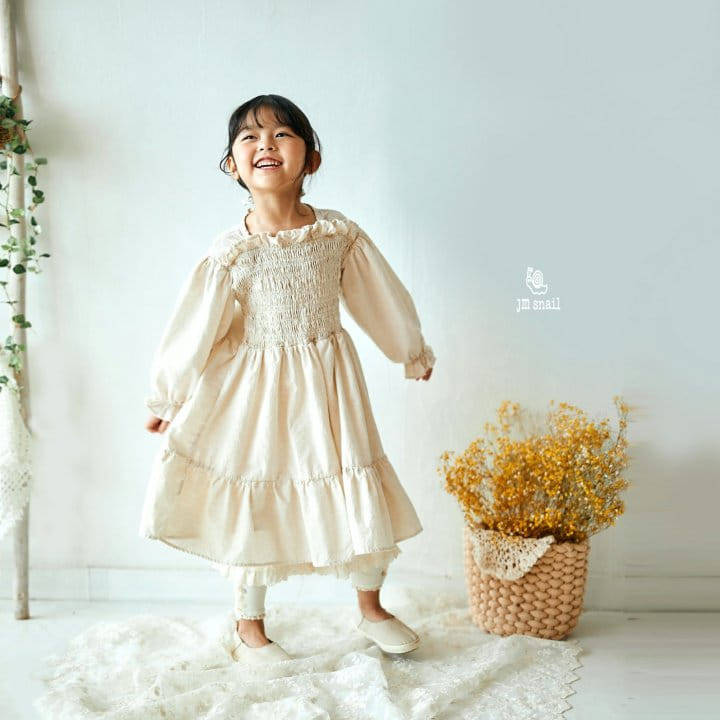 JM Snail - Korean Children Fashion - #kidsshorts - Smog Shirring One-piece - 7