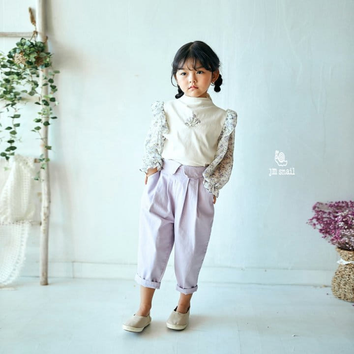 JM Snail - Korean Children Fashion - #fashionkids - Shiffon Flower Color Embroidery Tee - 4