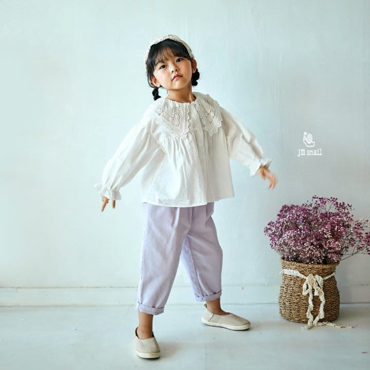 JM Snail - Korean Children Fashion - #kidsshorts - Lace Collar Blouse - 11