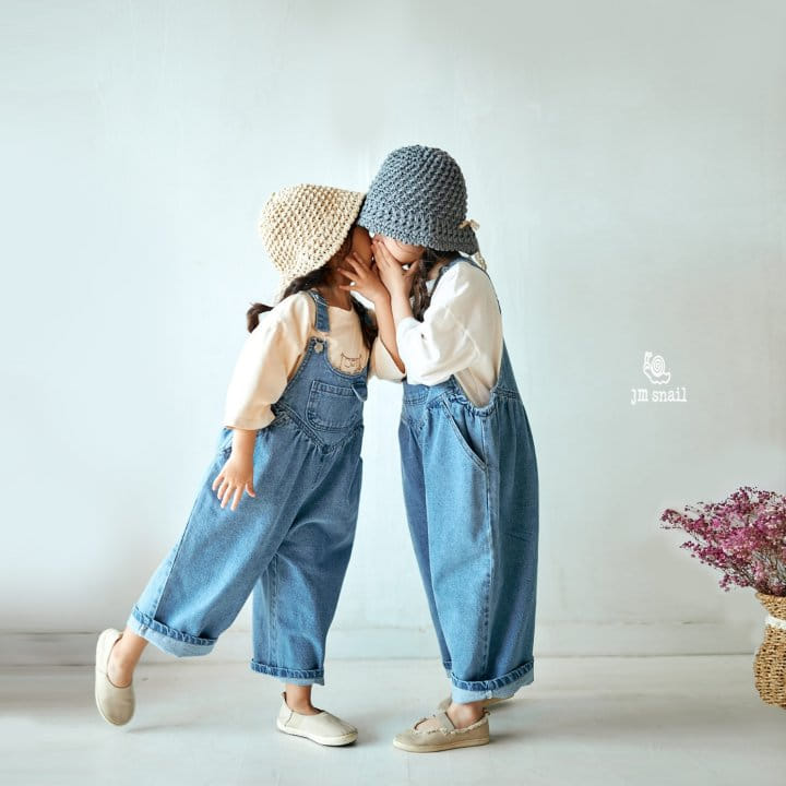 JM Snail - Korean Children Fashion - #kidsshorts - Denim Pocket Dungarees Pants - 8