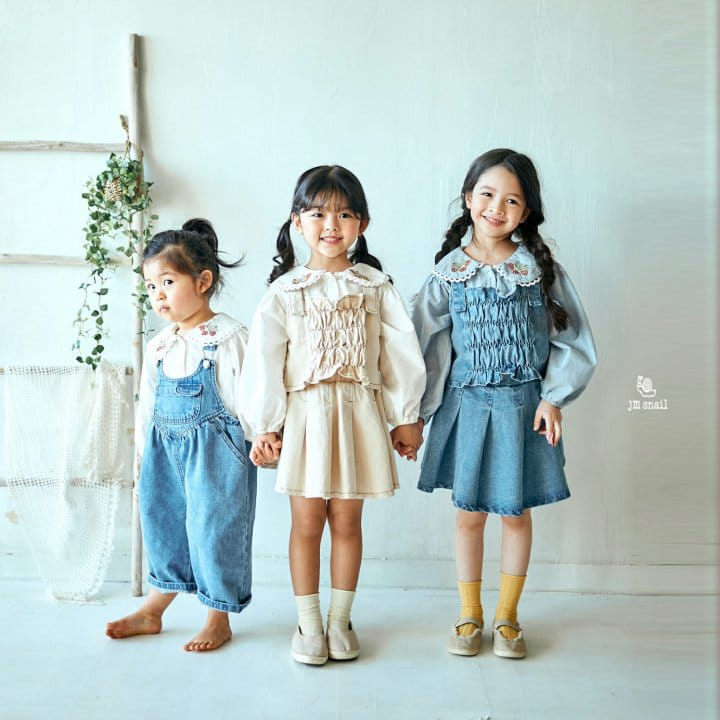 JM Snail - Korean Children Fashion - #kidsstore - Smog Denim Vest White - 6