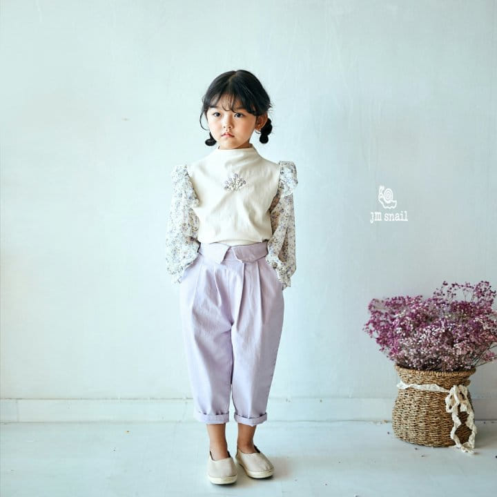 JM Snail - Korean Children Fashion - #kidsstore - Shiffon Flower Color Embroidery Tee - 5