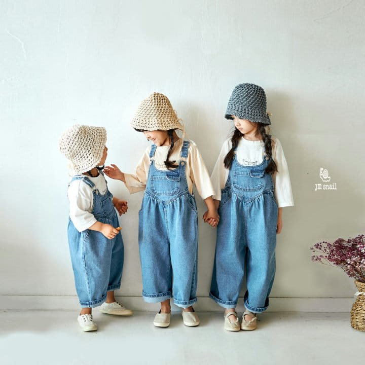 JM Snail - Korean Children Fashion - #kidsstore - Denim Pocket Dungarees Pants - 9