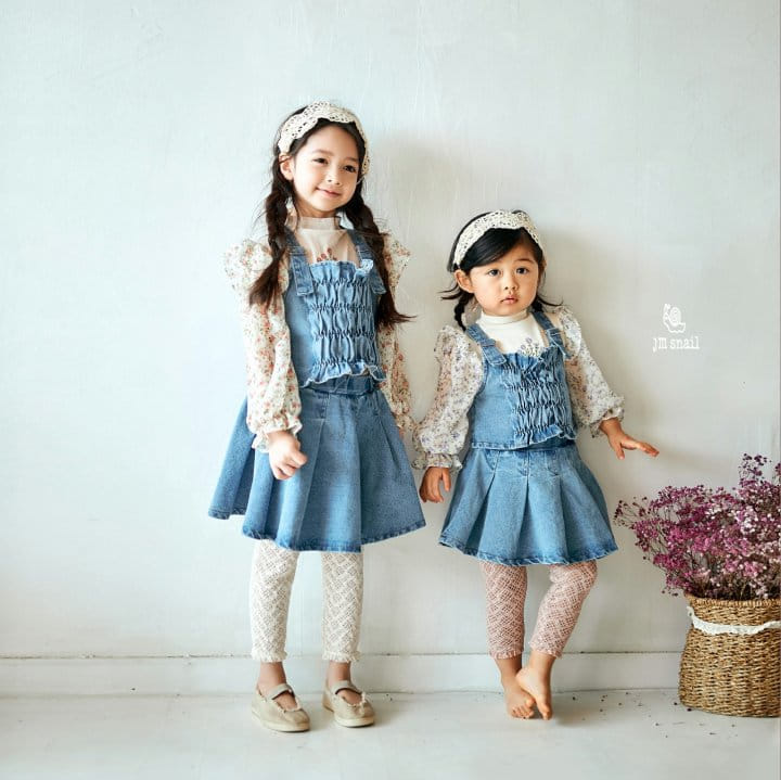 JM Snail - Korean Children Fashion - #littlefashionista - Plare Wrinkle Skirt Denim - 2