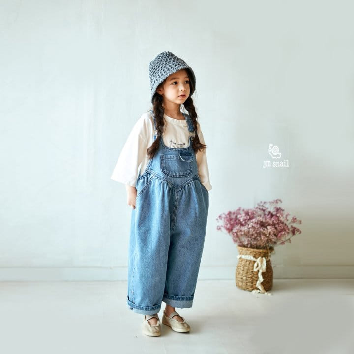 JM Snail - Korean Children Fashion - #littlefashionista - Denim Pocket Dungarees Pants - 12