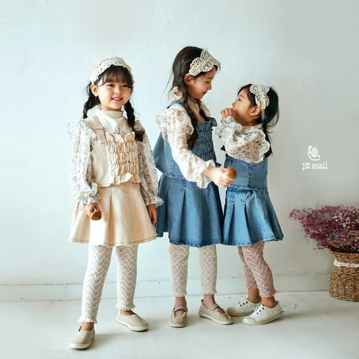JM Snail - Korean Children Fashion - #prettylittlegirls - Plare Wrinkle Skirt Denim - 5