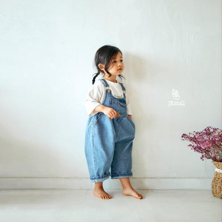 JM Snail - Korean Children Fashion - #prettylittlegirls - Denim Pocket Dungarees Pants