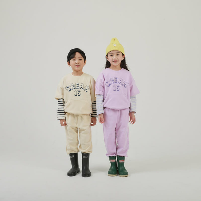 Jermaine - Korean Children Fashion - #kidsshorts - Crema Top Bottom Set - 2