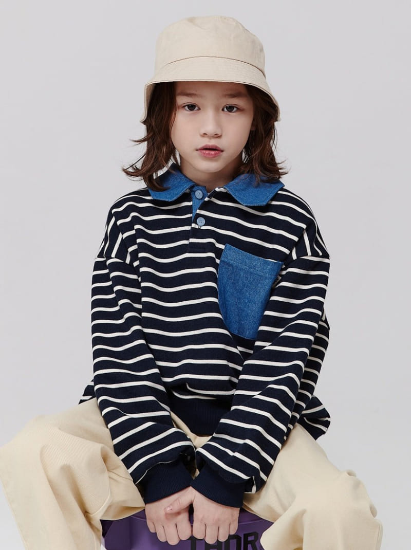 Kokoyarn - Korean Children Fashion - #discoveringself - Stripes Collar Sweatshirt - 2