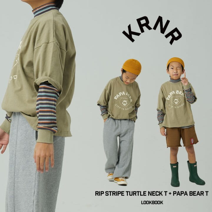 Kurenard - Korean Children Fashion - #designkidswear - Lip Stripes Turtleneck Tee - 2