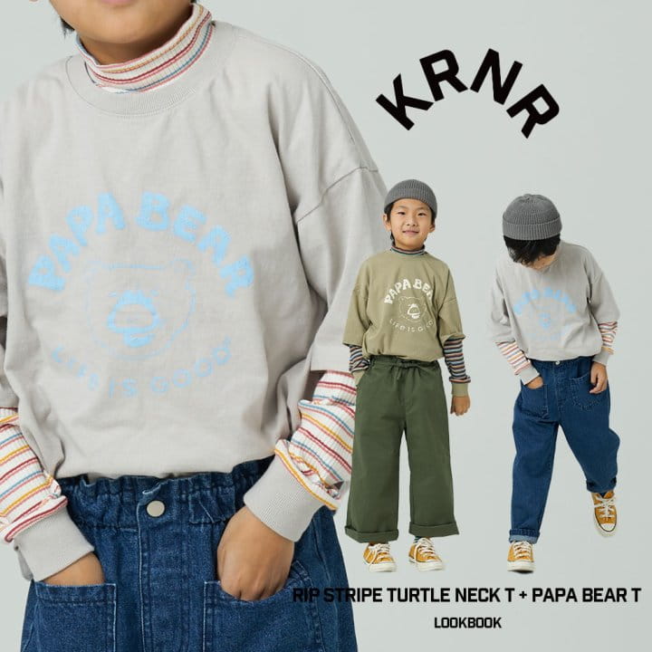 Kurenard - Korean Children Fashion - #discoveringself - Lip Stripes Turtleneck Tee - 3
