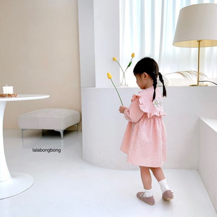 Lalabongbong - Korean Children Fashion - #childrensboutique - Flower Check One-piece - 8