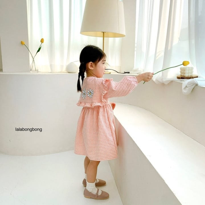 Lalabongbong - Korean Children Fashion - #fashionkids - Flower Check One-piece - 11