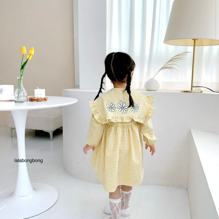 Lalabongbong - Korean Children Fashion - #kidsshorts - Flower Check One-piece - 12
