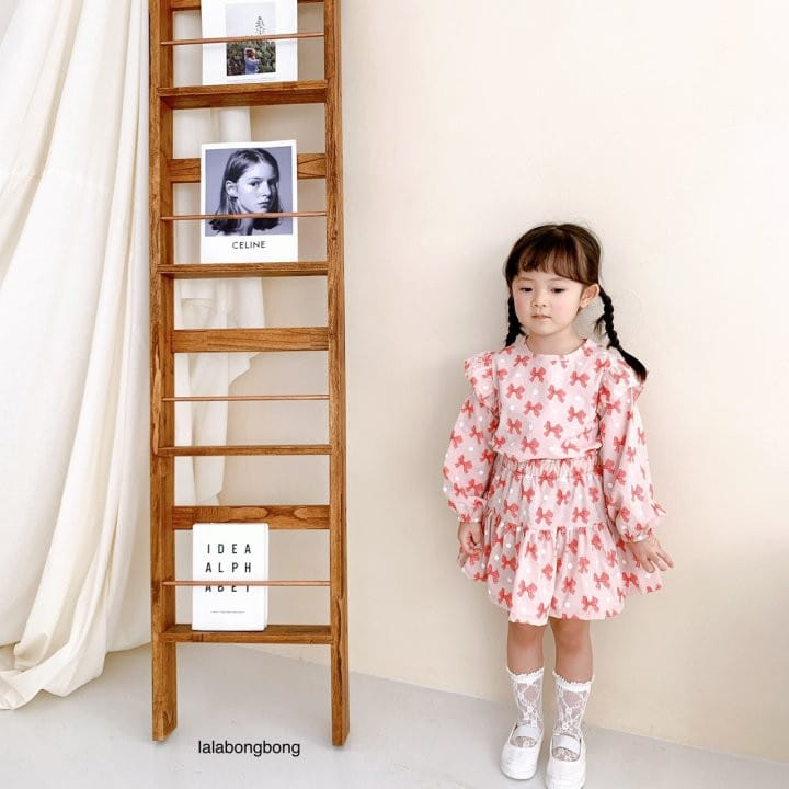 Lalabongbong - Korean Children Fashion - #littlefashionista - Ribbon Top Bottom Set - 7