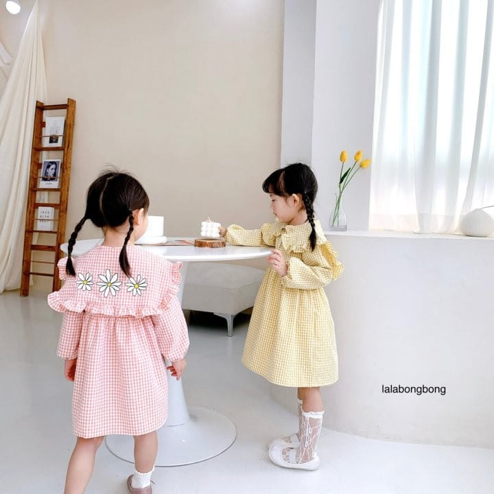 Lalabongbong - Korean Children Fashion - #littlefashionista - Flower Check One-piece - 2