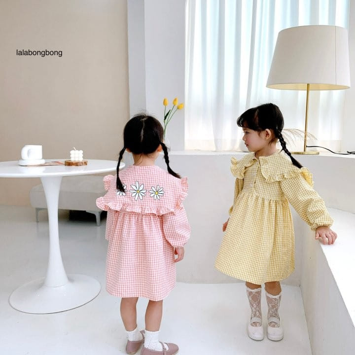 Lalabongbong - Korean Children Fashion - #magicofchildhood - Flower Check One-piece - 3