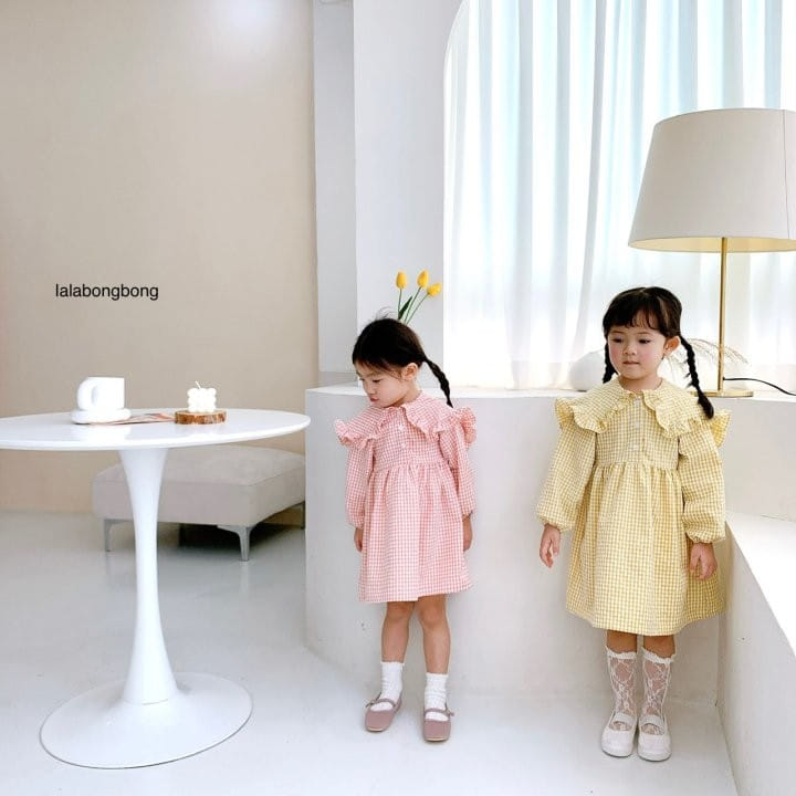 Lalabongbong - Korean Children Fashion - #magicofchildhood - Flower Check One-piece - 4