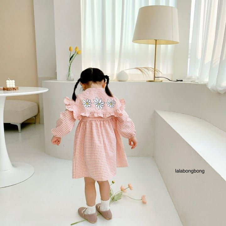 Lalabongbong - Korean Children Fashion - #prettylittlegirls - Flower Check One-piece - 5