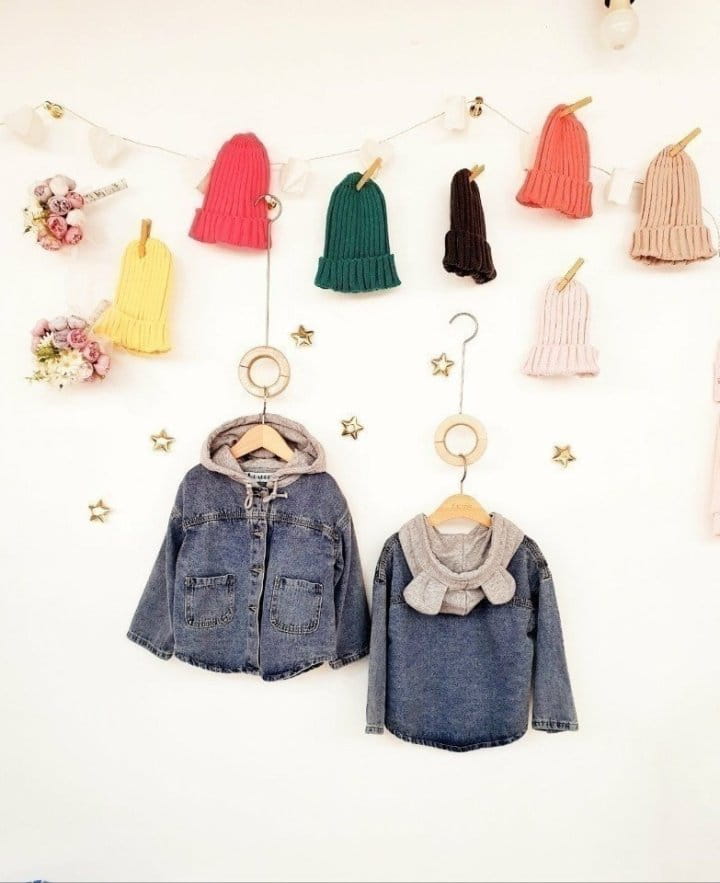 Little Rabbit - Korean Children Fashion - #Kfashion4kids - Bear Hoody Denim Jacket