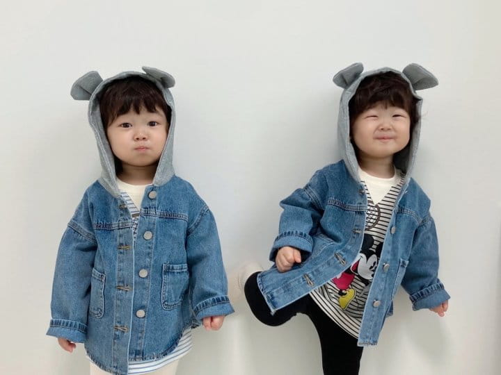Little Rabbit - Korean Children Fashion - #childofig - Bear Hoody Denim Jacket - 6