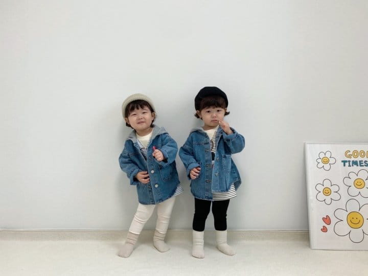 Little Rabbit - Korean Children Fashion - #childrensboutique - Bear Hoody Denim Jacket - 8
