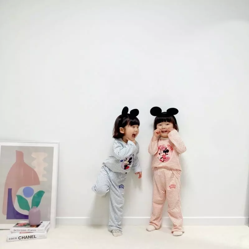 Little Rabbit - Korean Children Fashion - #kidsshorts - Couple Stripes Top Bottom Set - 4
