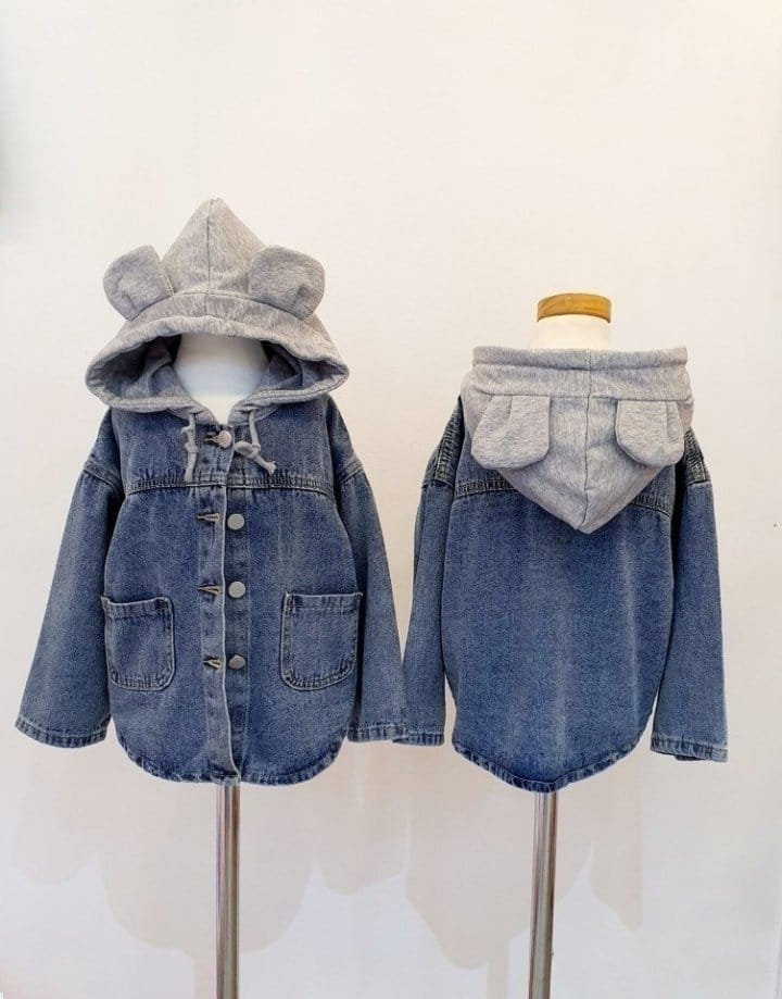 Little Rabbit - Korean Children Fashion - #littlefashionista - Bear Hoody Denim Jacket - 2
